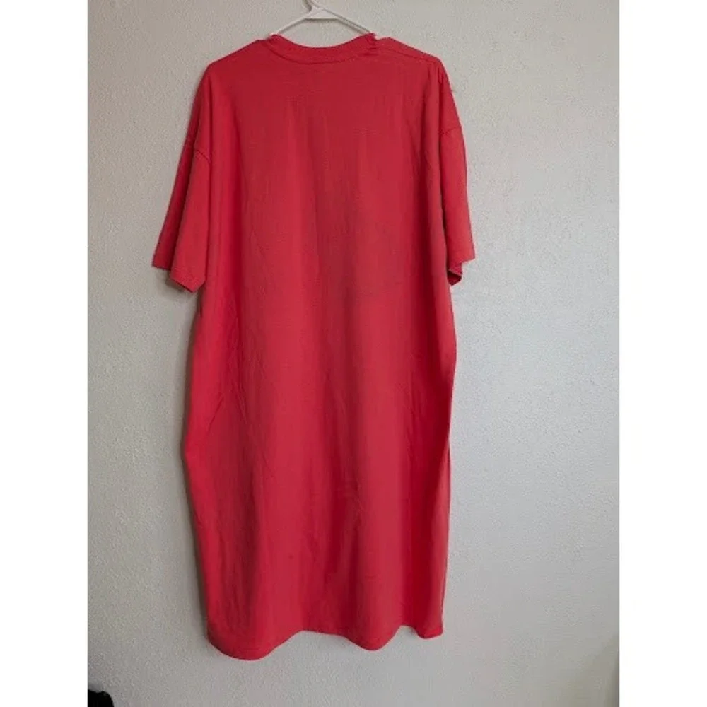Jerzees Unisex‎ Nightgown One Size Red Cotton Short Sleeve Crew Neck Alaska